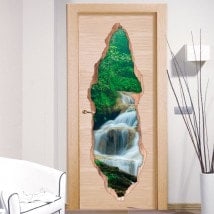 Pegatinas Puertas Cascadas Naturaleza 3D
