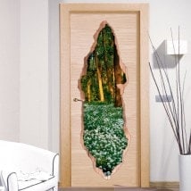 Vinilos Para Puertas Flores En El Bosque 3D