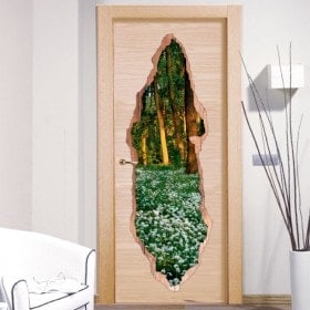 Vinilos Para Puertas Flores En El Bosque 3D