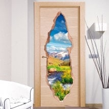 Vinilos Para Puertas Arroyo En Las Montañas 3D