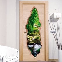Vinilos De Puertas Arroyo En El Bosque 3D