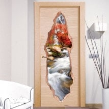 Vinilos Para Puertas Cascada Naturaleza 3D