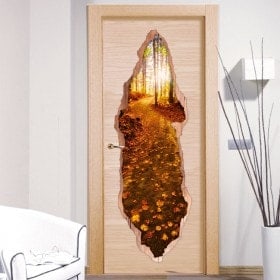Vinilos Para Puertas Atardecer Montaña 3D