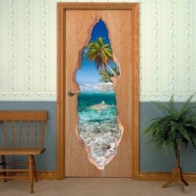 Vinilos Para Puertas Tiburón En El Mar