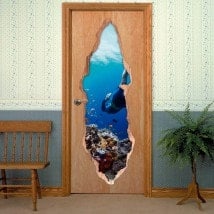 Vinilos Para Puertas Submarinista En El Mar