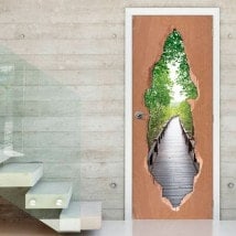 Vinilos Para Puertas Puente En El Bosque