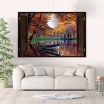 Ventanas De Vinilos 3D Bote En El Lago