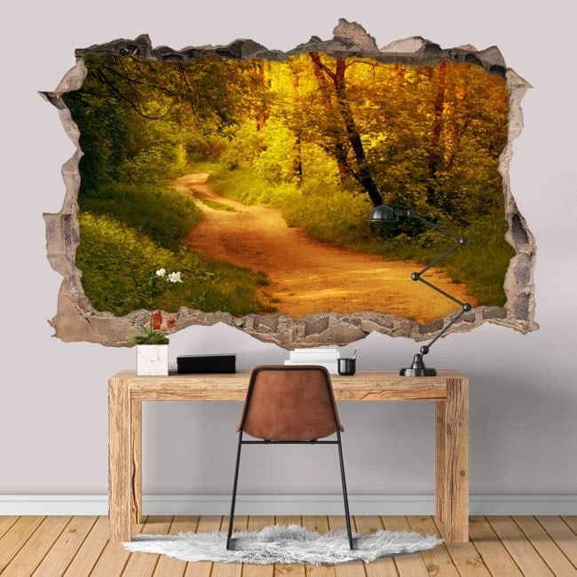 🥇 Vinilos de pared 3D camino en la naturaleza 🥇