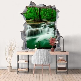 Vinilos Agujero Pared 3D Cascadas Naturaleza