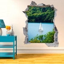 Vinilos Decorativos 3D Velero En El Lago