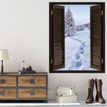 Ventanas En Vinilos 3D Montañas Nevadas