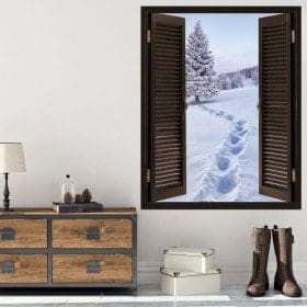 Ventanas En Vinilos 3D Monta&ntilde;as Nevadas