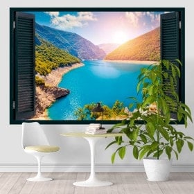 Ventanas De Vinilo 3D Lago Y Montañas