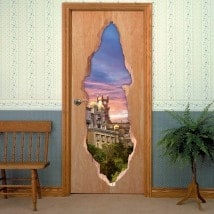 Vinilos De Puertas 3D Atardecer En Portugal
