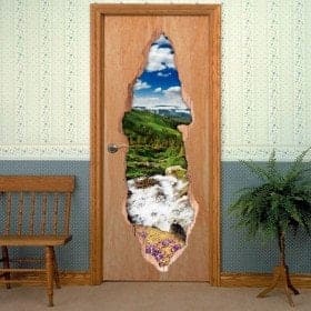 Vinilos Para Puertas 3D Arroyo En Las Monta&ntilde;as