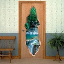 Vinilos De Puertas 3D Cascadas Naturaleza