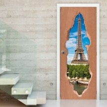 Vinilos Para Puertas Torre Eiffel Paris 3D