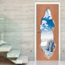 Vinilos 3D Para Puertas Montañas Nevadas