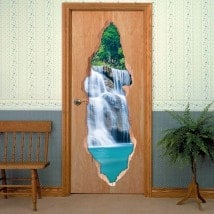 Vinilos De Puertas Cascada Montaña