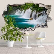 Vinilos 3D Cascadas En El Bosque
