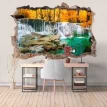Vinilos Cascadas En El Bosque 3D