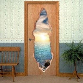 Vinilos Para Puertas Mar Al Atardecer 3D