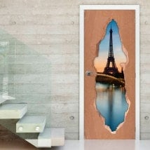 Vinilos Para Puertas Paris Torre Eiffel 3D