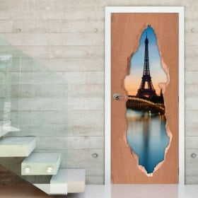 Vinilos Para Puertas Paris Torre Eiffel 3D