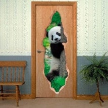 Vinilos De Puertas Oso Panda 3D