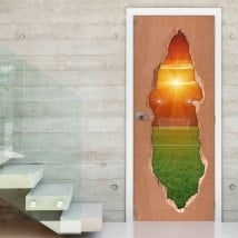 Vinilos Para Puertas 3D Campo De Fútbol