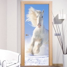 Vinilos Decorativos Puertas Caballo Blanco Nieve