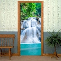 Vinilos Puertas Cascada Montaña