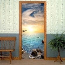 Vinilos Decorativos Para Puertas Atardecer En El Mar