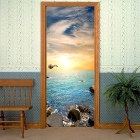 Vinilos Decorativos Para Puertas Atardecer En El Mar