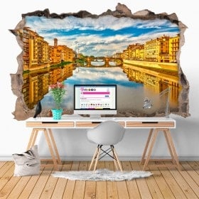 Vinilos 3D Río Arno Florencia Italia