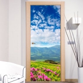 Vinilos para puertas flores en las montañas