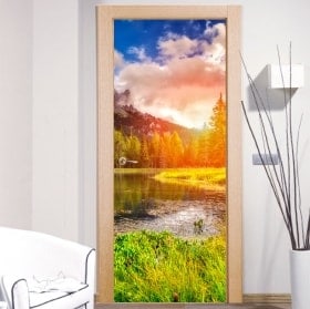 Vinilos para puertas atardecer en las Dolomitas