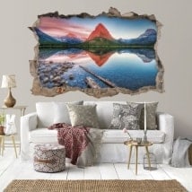 Vinilos 3D atardecer lago Swift Current Canada