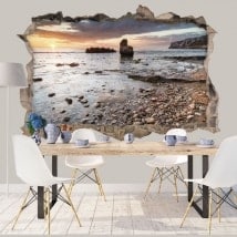 Vinilos decorativos 3d amanecer costa mediterráneo