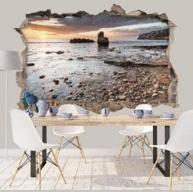 Vinilos decorativos 3d amanecer costa mediterr&aacute;neo