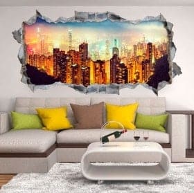 Vinilos 3D panor&aacute;mica Victoria Harbour Hong Kong