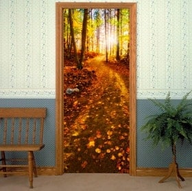 Vinilos decorativos para puertas atardecer montaña