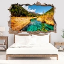 Vinilos decorativos 3D río en las montañas