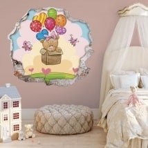 Vinilos infantiles 3D osito y globos