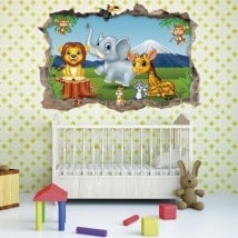 Vinilos 3D animales zoo infantil