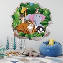 Vinilos infantiles 3D animales del zoo