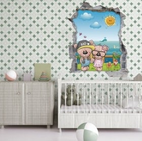 Vinilos infantiles 3D ositos de moda