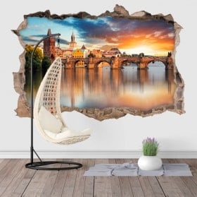 Vinilos de pared 3D Praga Puente Carlos