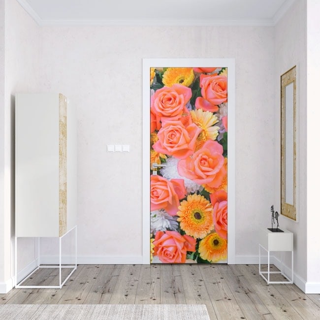 desvanecerse Artículos de primera necesidad Conexión 🥇 Vinilos y pegatinas para puertas rosas y flores 🥇