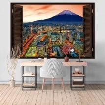 Ventanas vinilos 3D Yokohama y monte Fuji
